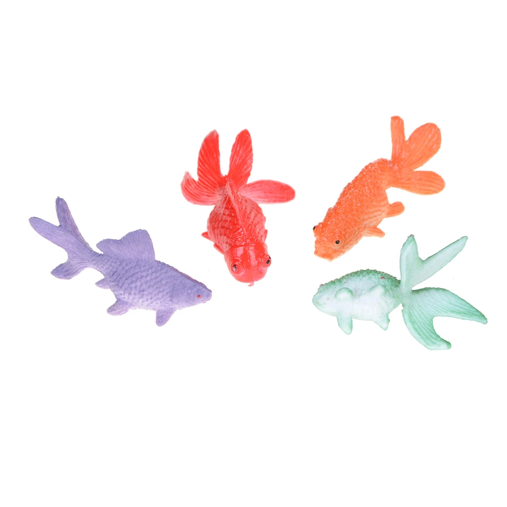 

Wholesale 12pcs 3-4cm mini vivid Simulated colorful goldfish toy Kids Party Gift Plastic Gold Fish Figures Model toys