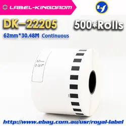 500 заправка Rolls Совместимость DK-22205 этикетки 62 мм * 30,48 м Непрерывная Совместимость для принтера брат этикетки белый Бумага DK22205