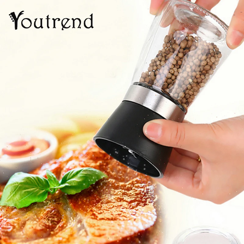 Stainless Steel Glass Pepper Mill Slim Fit Spice Salt Pepper Mill