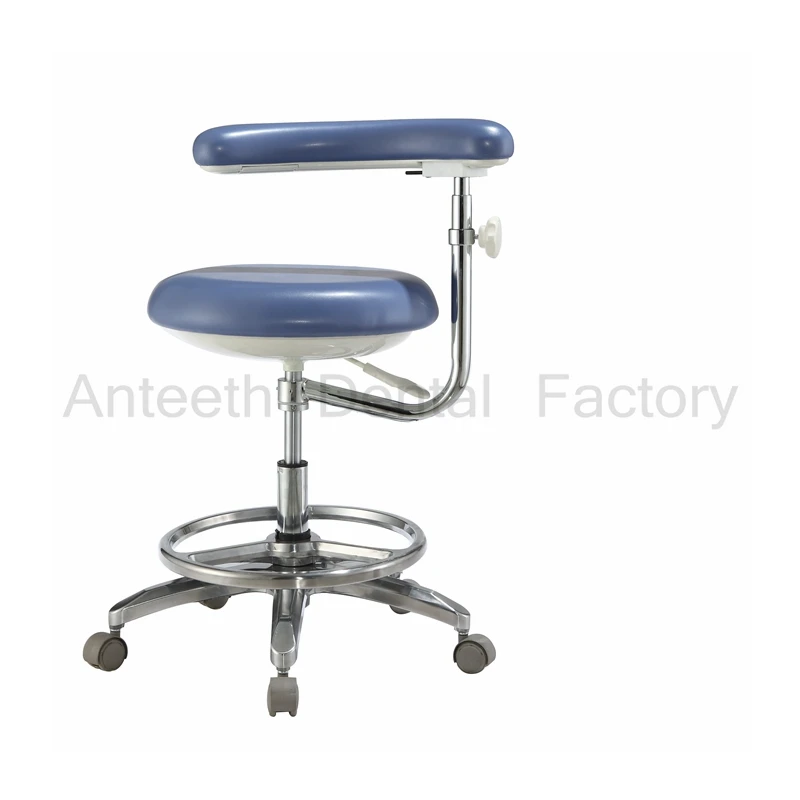 Высокое качество, удобный стоматологический помощник, стул для медсестры, регулируемый по высоте подлокотник, регулируемый на 360 градусов, из искусственной кожи - Цвет: blue  PU