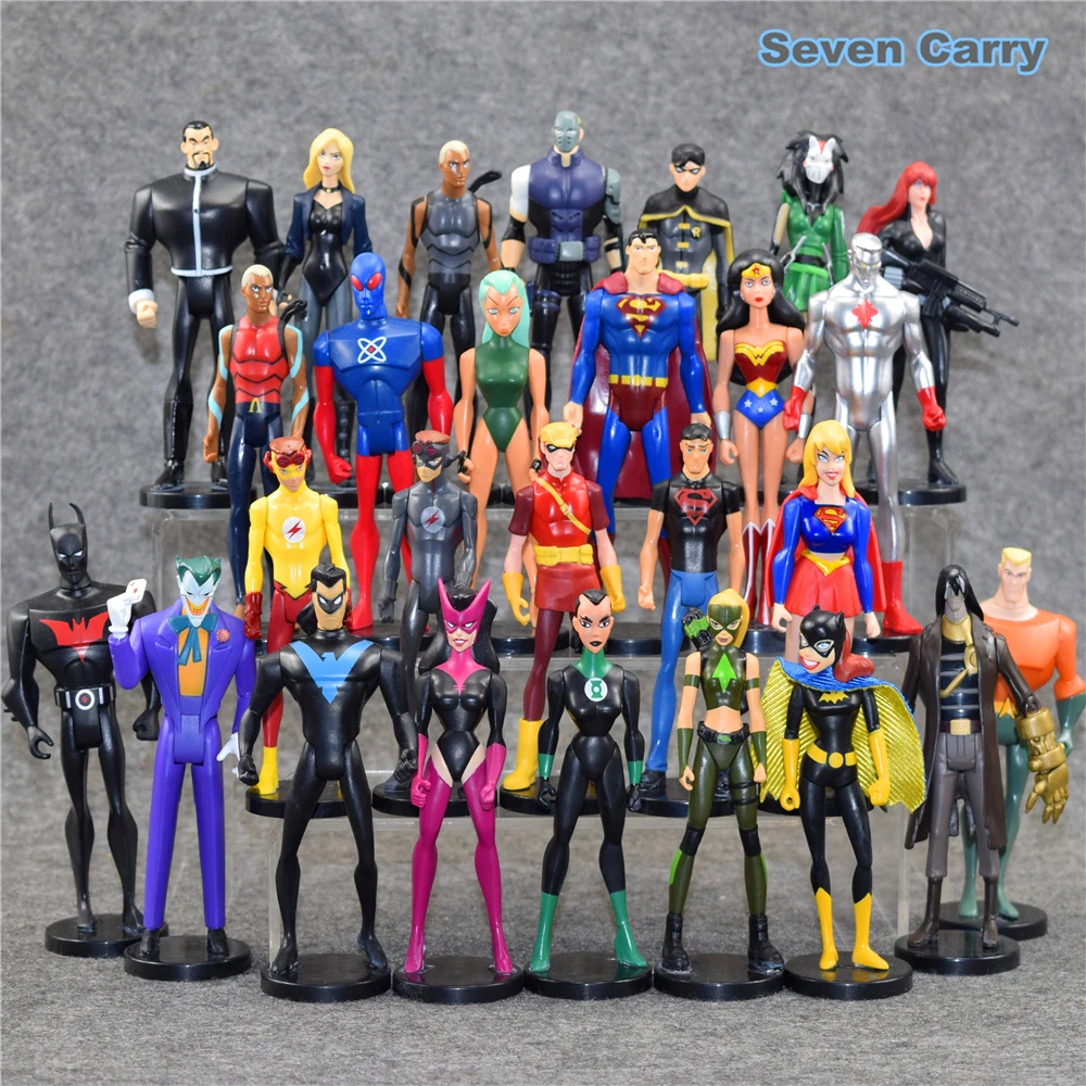 

27pcs DC Comics Superheros Batman Superman Wonder Woman The Flash Green Lantern Marvel PVC Action Figures Complete Set CSCE3