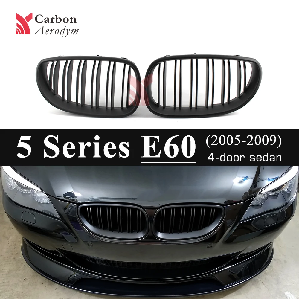 

2-Slats Matte Black Double Slats Kidney Grille For BMW 5 Series E60 Sedan E61 Estate 2005-2009