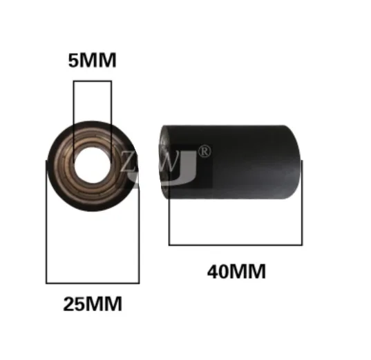 

2pcs 5*25*40mm Double Bearing PU Rubber Wheel Roller Guide Silence Wear Resistance Wheel