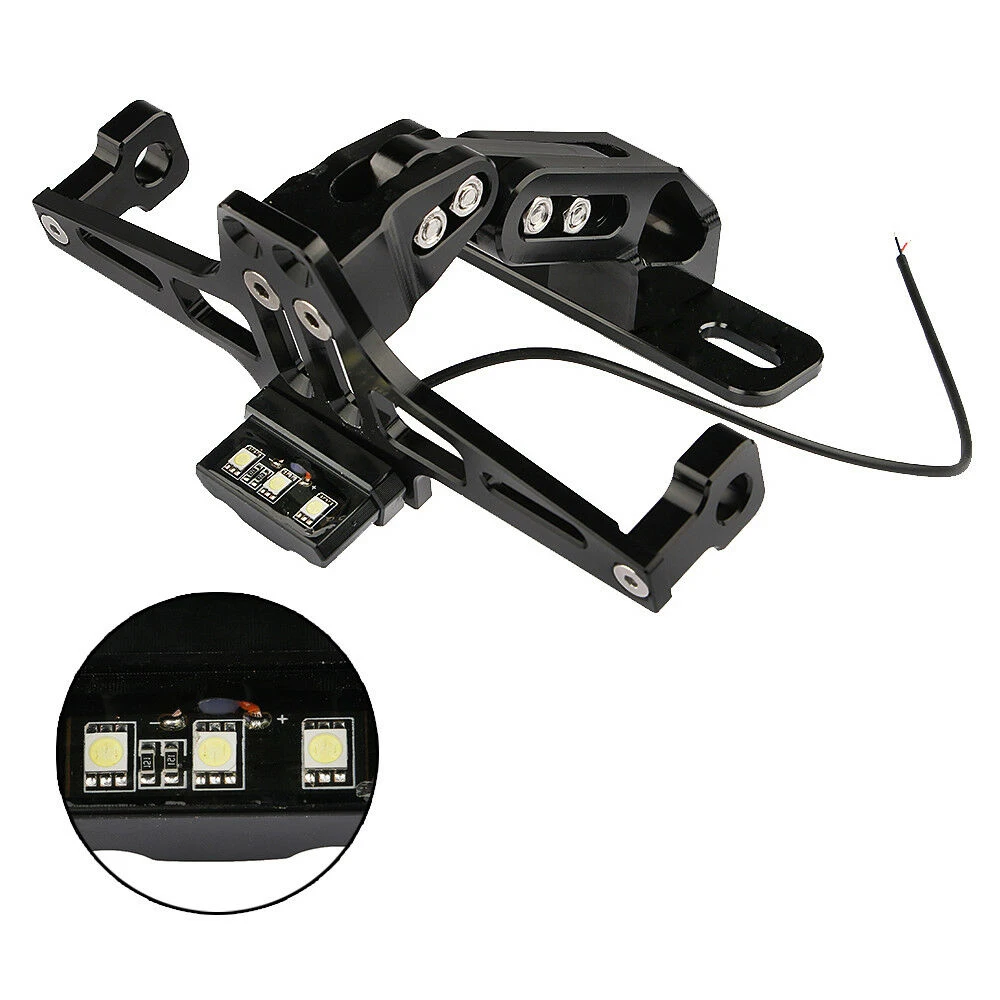 

Universal Aluminum Motorcycle Adjustable Angle Rear License Holder Motorcycle License Plate Holder Moto Rear Tidy With Led Lamp