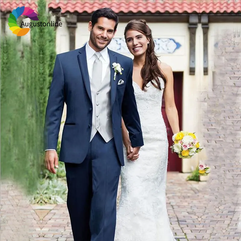 

Navy Blue Men Suit Groom Wedding Suits Formal Groomsmen Tuxedos Slim Fit Best Man Blazers Jacket 3 Piece Men Suits with Pants