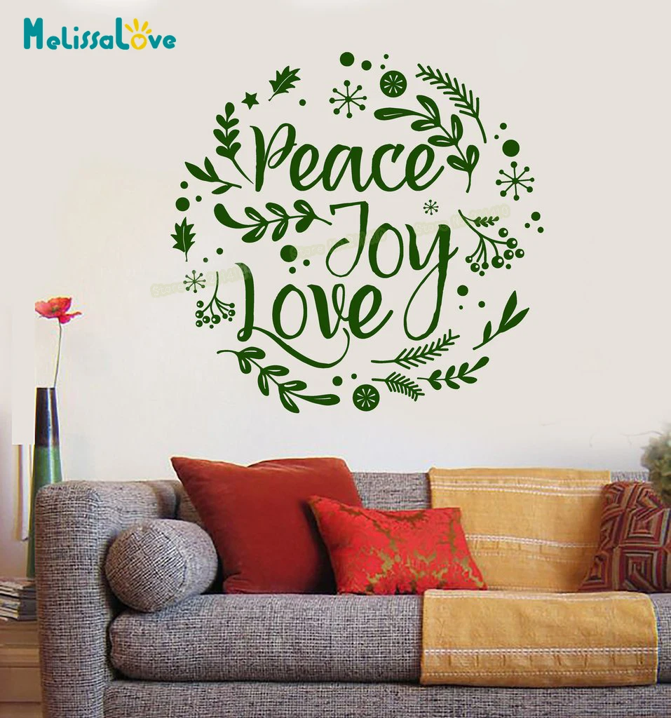 Новый дизайн виниловая настенная наклейка Peace Joy Love Hippie Flower детский домашний