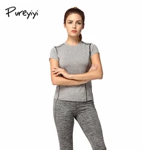Pureyiyi Женская футболка для йоги спортивный топ быстросохнущая спортивная футболка с буквенным принтом Футболка для бега и тренировок беговые дорожки