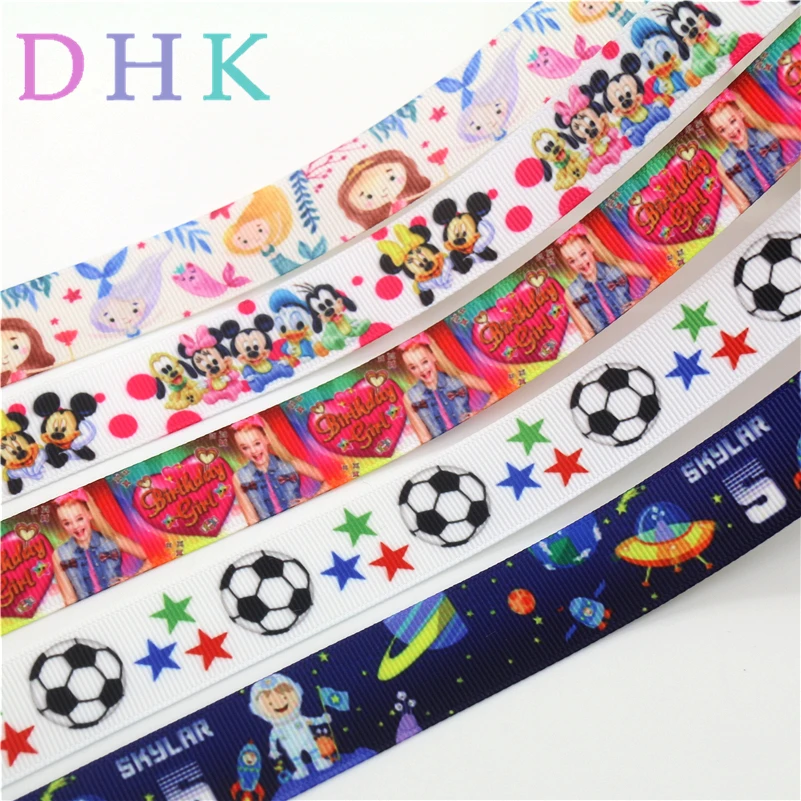 DHK 7/8 ''5 ярдов девушка мяч пространство печатных Grosgrain ленточный аксессуар hairbow головной убор украшения оптом DIY OEM 22 мм C1693