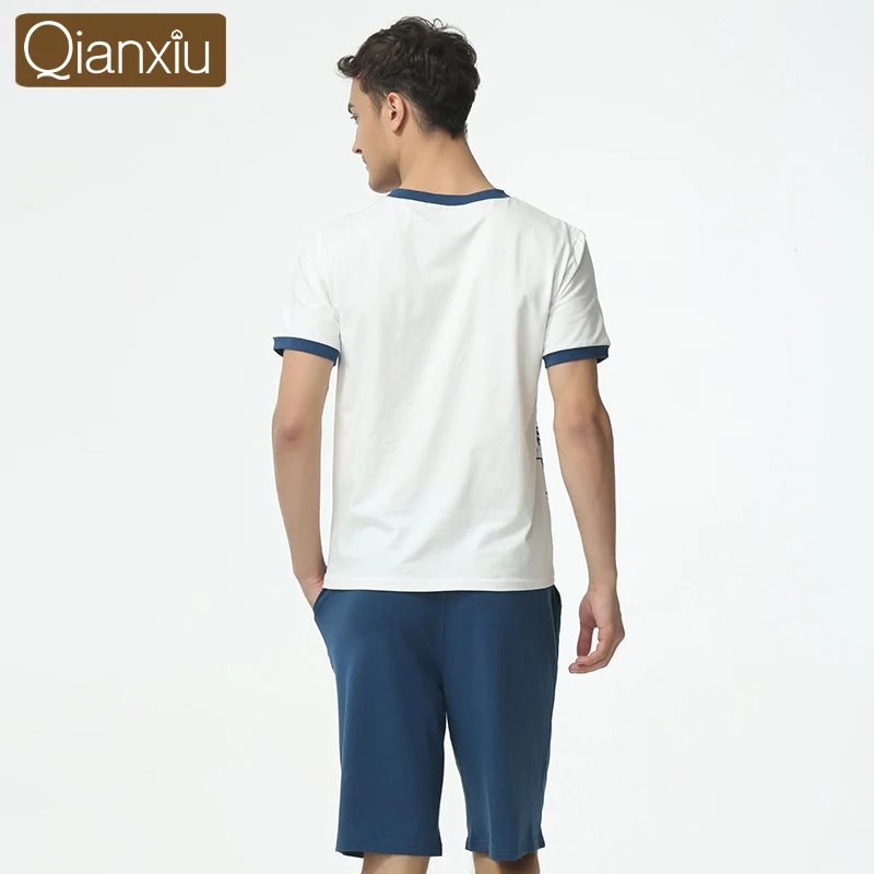 Qianxiu Pijama хомбре для мужчин 95% хлопок су vetement homme свободного покроя пара комплект