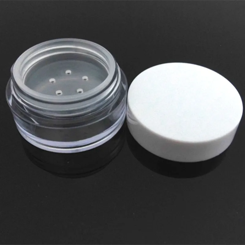 

Plastic Mineral Powder Jars 5G Clear Jars With White Lid Powder Round Containers F194