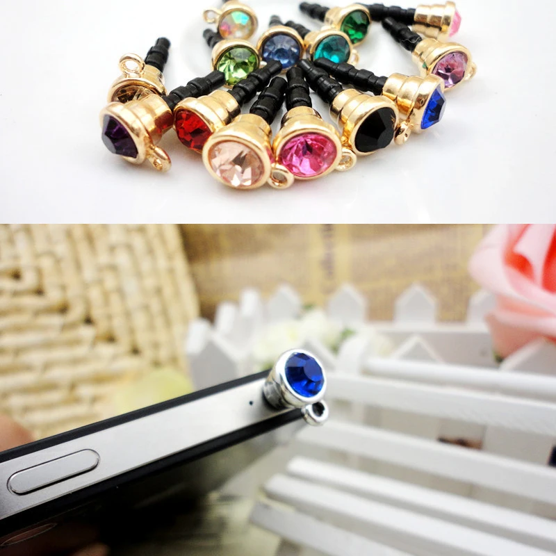 Bling Diamond Dust Plug Universal 3.5mm moblie Phone Earphone Plug For