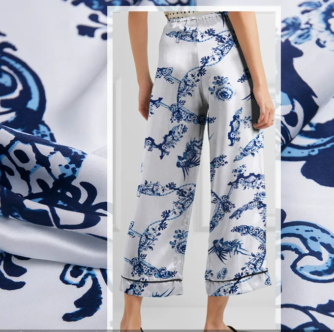 

113cm Chinese silk fabric 20 momme shirt dress silk crepe satin fabric digital print crepe fabric satin wholesale silk cloth