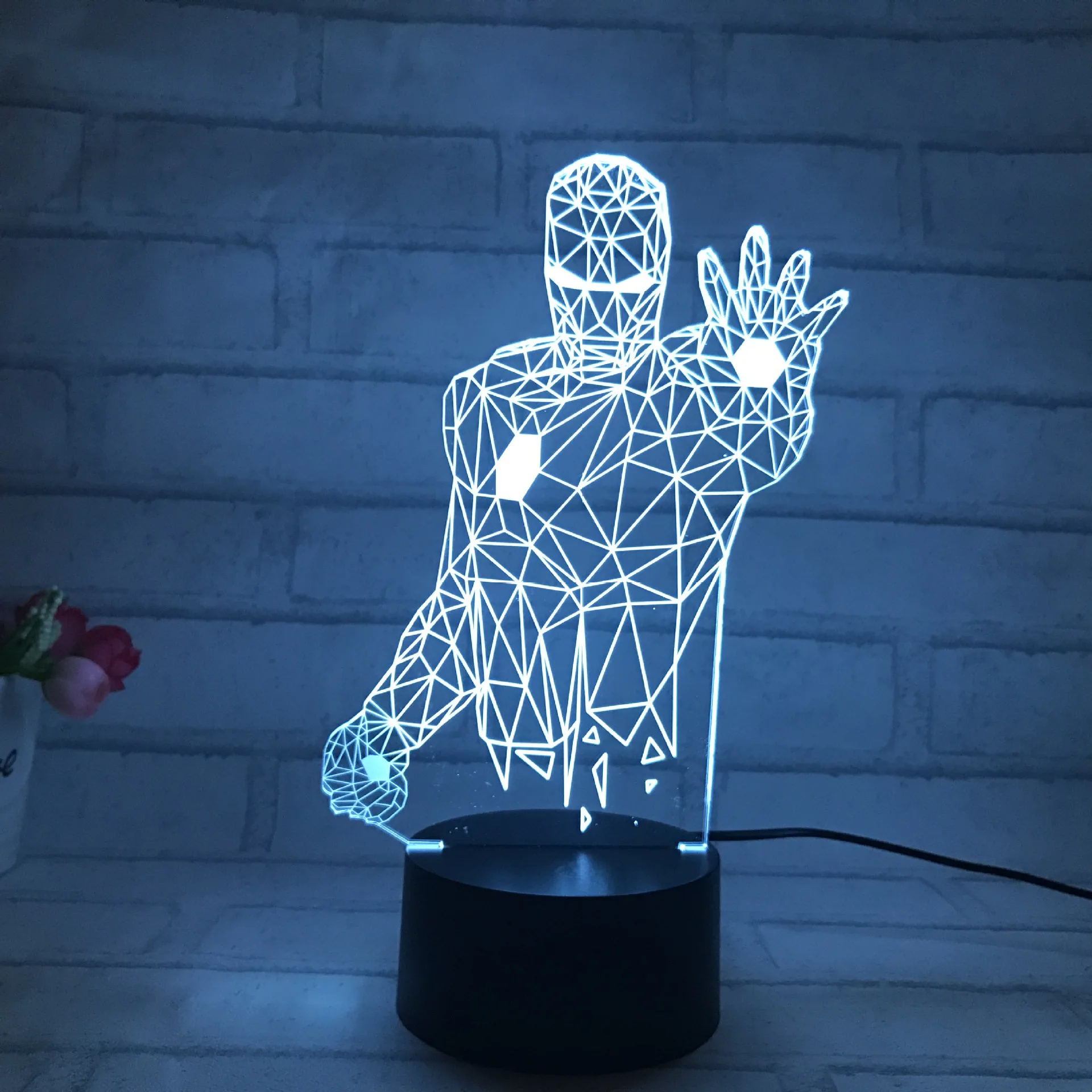

2017 Real Sale Led Toys Colorful Body Iron Man 3D Led Light Touch Switch Acrylic Visual Illusion Nightlight Action Toy Figures
