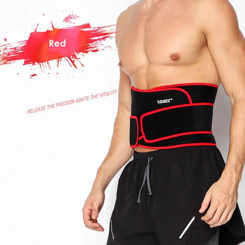 AOLIKES дышащий спортивный, под давлением Поддержка спины талии размера плюс эластичный Фитнес Бодибилдинг брекет Тяжелая атлетика пояс - Цвет: Red