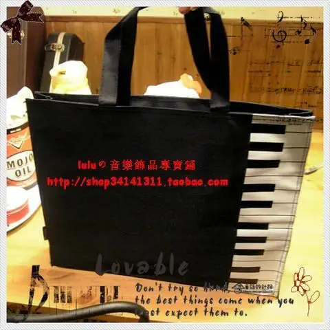 

Princess sweet lolita bag tote bag piano type music note horizontal keyboard black piano bag music gift
