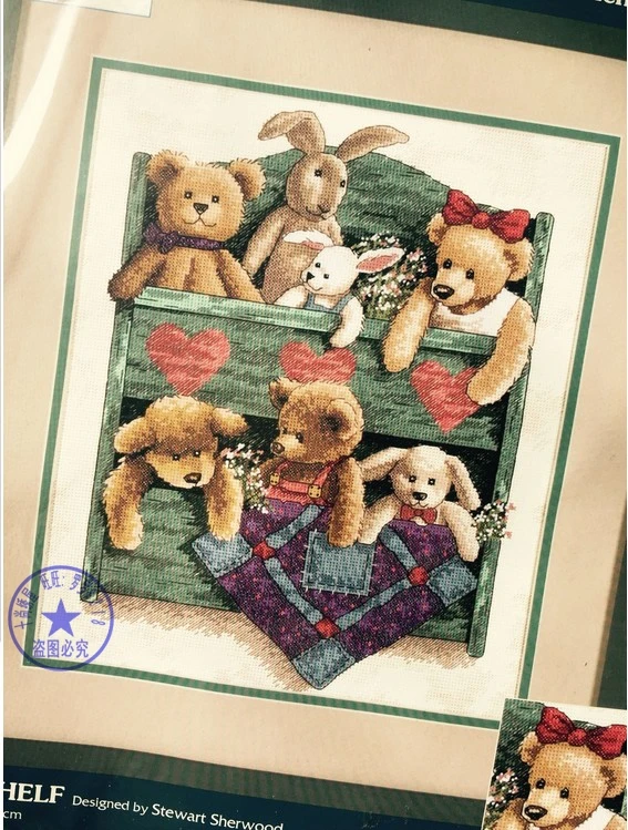 

Free Delivery Top Quality Counted Cross Stitch Kit Animal Shelf Toy Bear And Bunny Rabbit Toys dim 13684