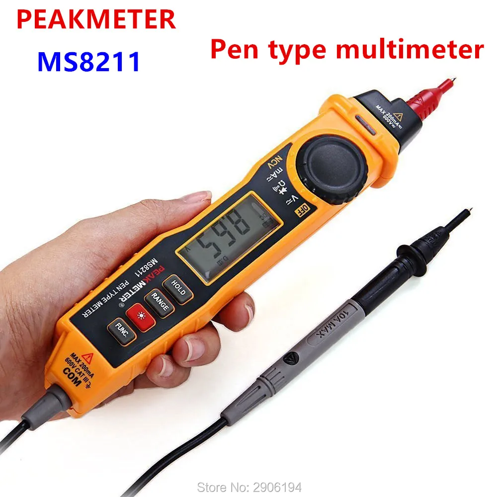 HYELEC (PEAKMETER) MS8211 цифровой мультиметр с зондом ACV/DCV электрический ручной тестер