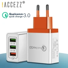 ACCEZZ USB зарядное устройство Quick Charge 3,0 5V 4.8A для iphone 8 X мобильный телефон Быстрая зарядка для samsung huawei Xiaomi EU переходник