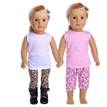 

Fletadoll handmade spring and summer new suit short-sleeved + pants for 18-inch or 43-cm doll accessories to give children the b