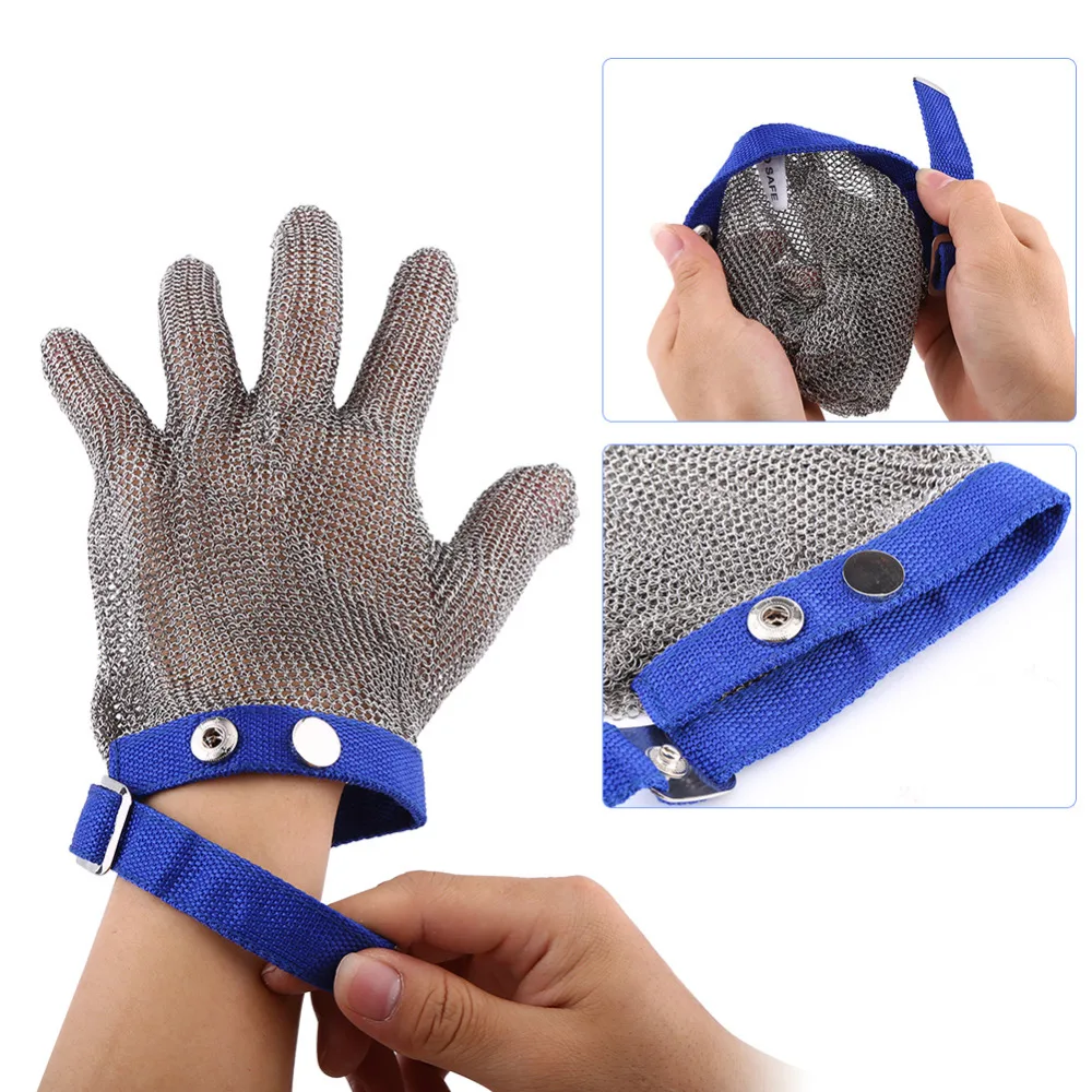 1Pc Stainless Steel Metal Mesh Cut Resistant Level 5 Glove Butcher