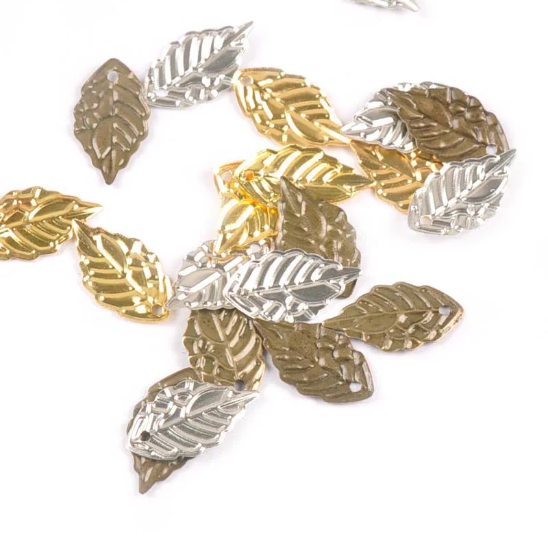 

50Pcs Gold/silver/Bronze Leaves Filigree Wraps Connectors Embellishments For DIY Scrapbook Home Decor Metal Craft 18x10mm YK0753
