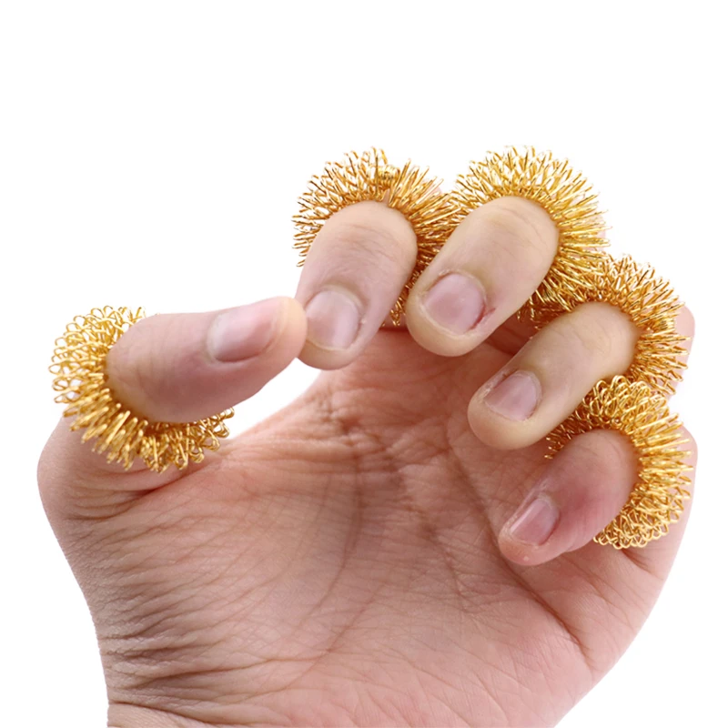 5pcs Golden Finger Massage Ring Relief Stress Acupuncture Ring Relax Body Massager Tens Acupressure Health Care Tool Pain Relief