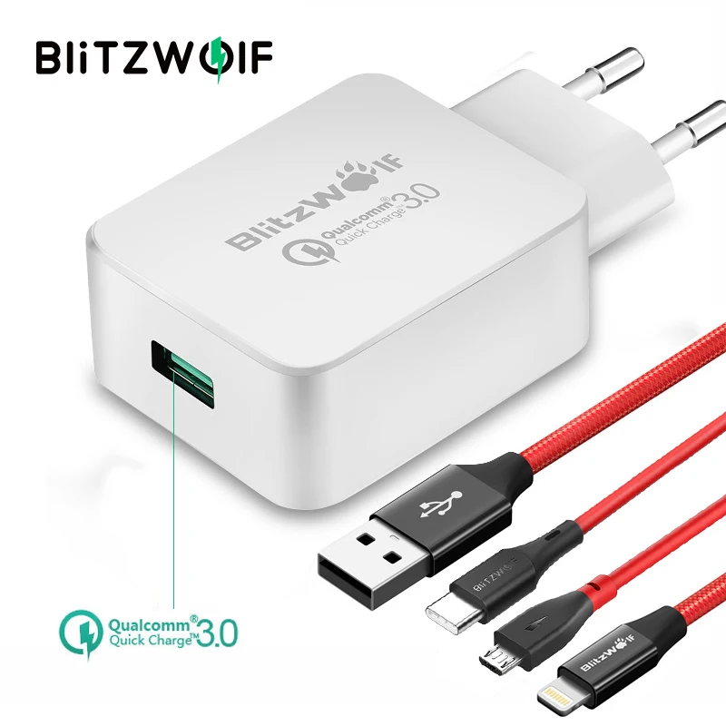 BlitzWolf QC 3.0 (incl kabel)