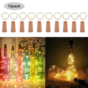 

10Pcs Wine Bottle Lights Battery Operated LED Cork Shape Copper Wire String Lamp for Party Wedding