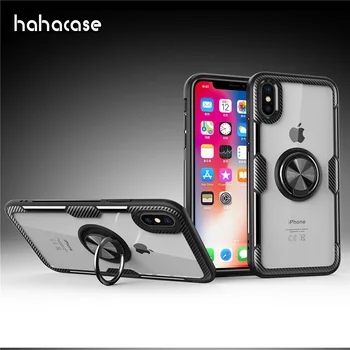 

500pcs Transparent Car Magnet Finger Ring Case For iPhone XS Max XR X 8 7 6 6S Plus Anti-Scratch Kickstand Soft TPU Edge Cover
