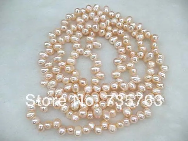 

xiuli 001331 loop necklace pink freshwater pearl rice beads