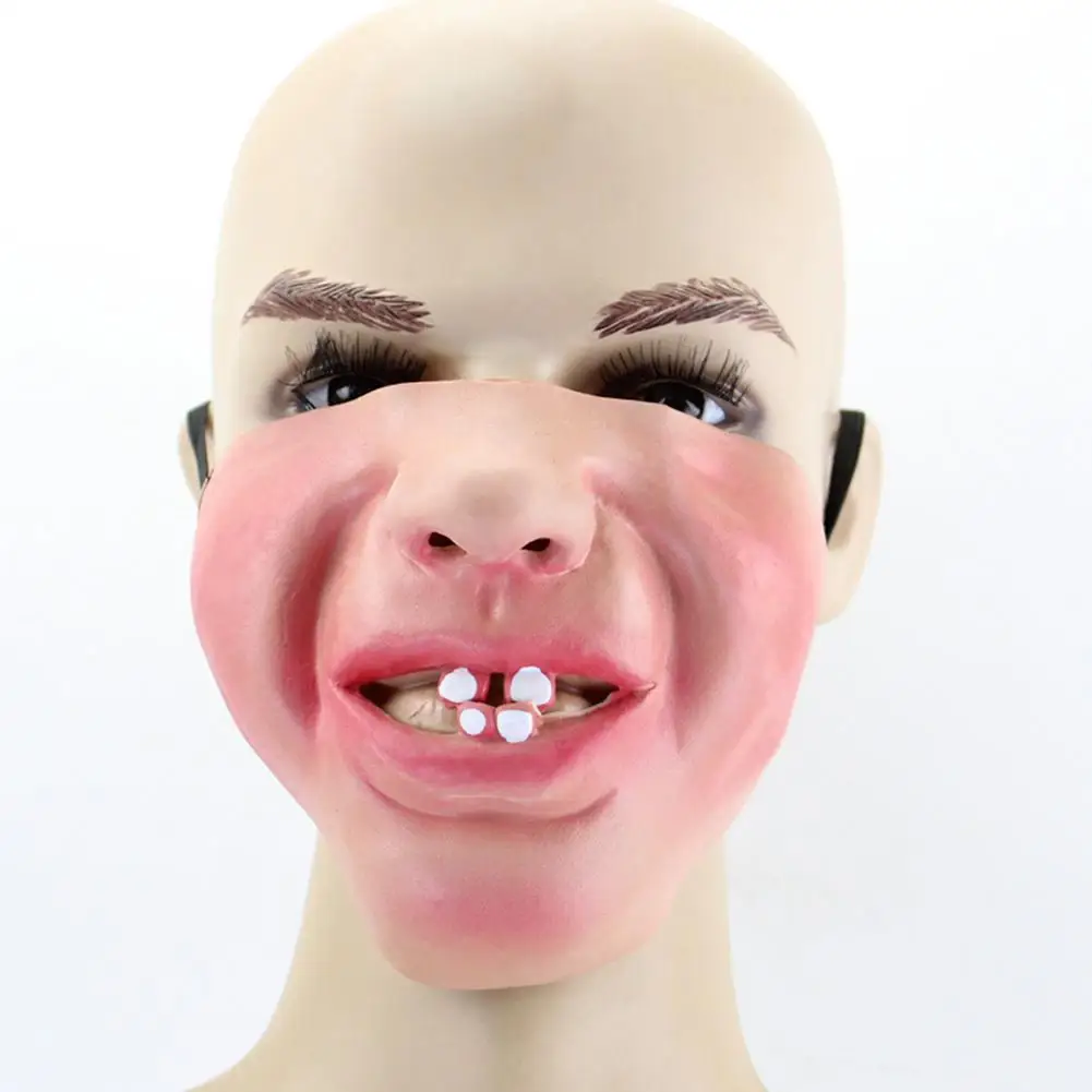 MISSKY Unisex Funny Latex Mask Half Face Mask for Halloween Festival