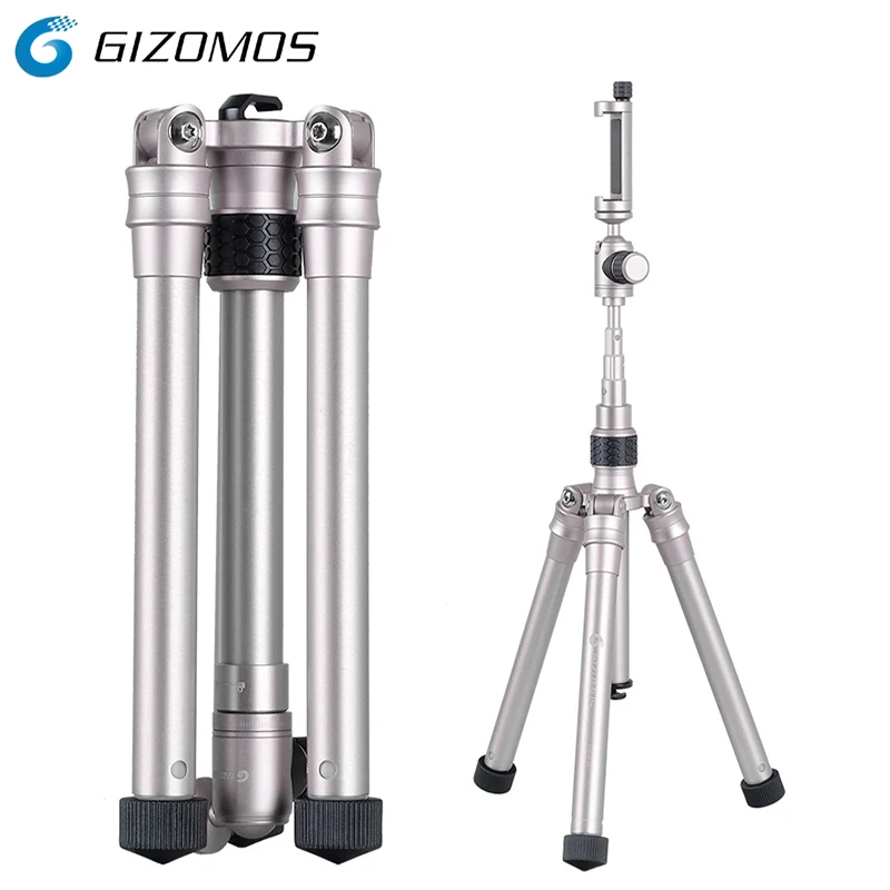 

GIZOMOS GXG-215P 3in1 Mobile Phone Holder Stand Selfie Stick Monopod Tripod For DSLR Camera Smartphone With Cell Phone Clip