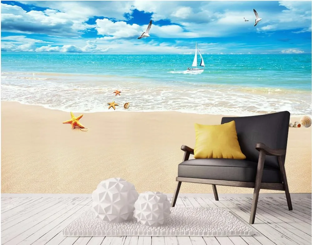 

3d wallpaper custom mural photo Sea seagull scenery room decoration painting 3d wall murals wall paper for walls 3 d