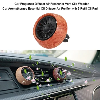 

Car Fragrance Diffuser Air Freshener Vent Clip Wooden Car Aromatherapy Essential Oil Diffuser Purifier with 3 Refill Oil Pad3