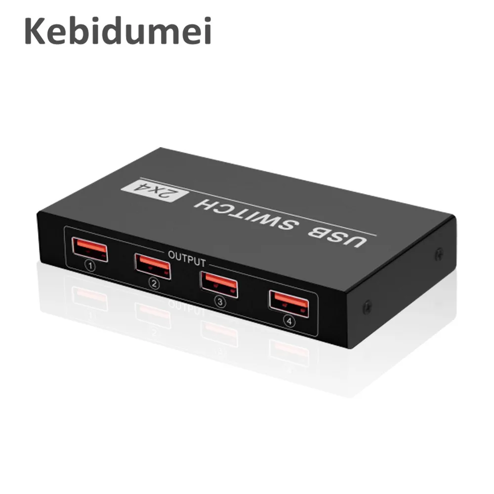 

Kebidumei USB KVM Switch Box USB 2.0 Switcher 2 Port PCs Sharing 4 Devices for Keyboard Mouse Printer Monitor With USB Cables