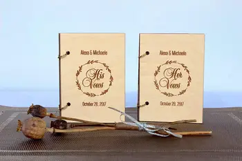 

personalize names Wedding His Her Rustic Wood Vow Book Set His and Her Vows Notebook Set Bridal Shower Gift
