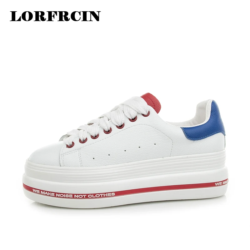 

LORFRCIN 2018 Fashion Style Genuine Leather Women Casual Shoes High Quality Platform Shoes Flats High Quality White Shoes Woman