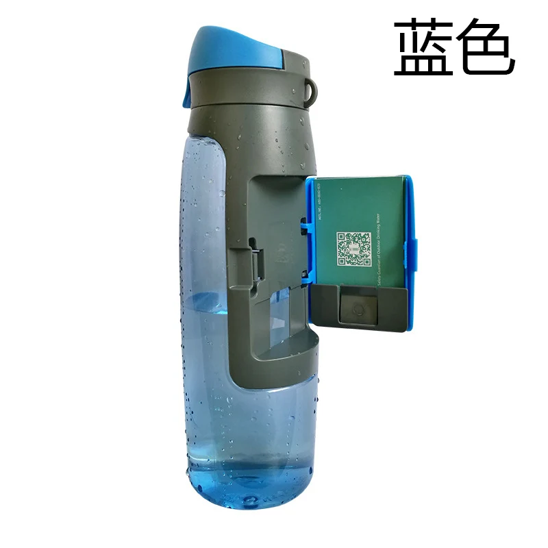 Outdoor Sports Water Bottles Creative Sport Kettle Plastic Drink Bottle With Storage Wallet Portable Card Holder Function 750ml - Цвет: Синий