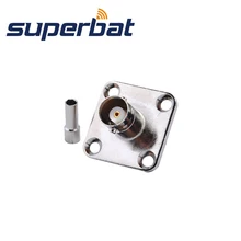 Superbat 10 шт. радиочастотный коаксиальный разъем BNC обжимной разъем Женский 4 отверстия Панель Крепление для кабеля RG174, RG178, RG316, LMR100