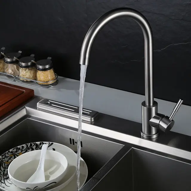 Best Quality Brushed paints SUS 304 stainless steel Spool Mixer Water Rotating Faucet Kitchen Faucet Hot And Cold Double Control Faucets Best Quality Brushed paints SUS 304 stainless steel Spool Mixer Water Rotating Faucet Kitchen Faucet Hot And Cold Double Control Faucets