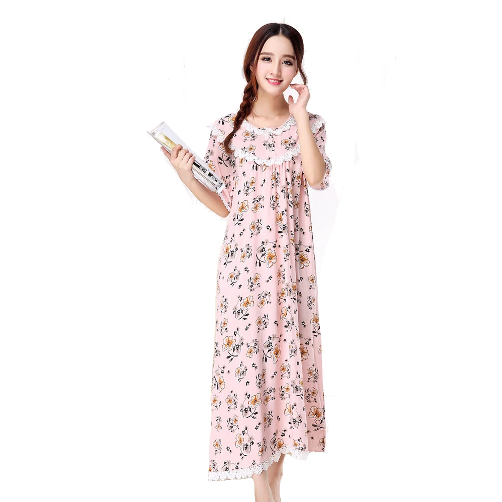 Women's long nightgown women sleepwear comfortable fabric sleepwear
