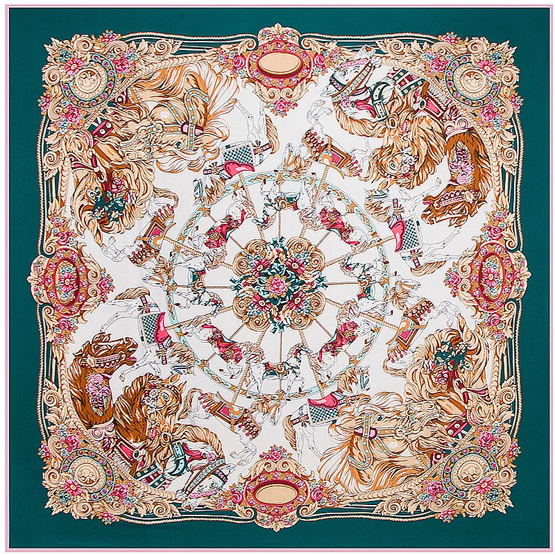 

Hot! beautiful scarf 130*130cm Women New Fashion Rotate Trojan horse pattern high quality Fashion shawl