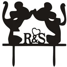 100 шт/партия креативная любовь R& S две мыши дизайн Свадебный торт вставлена карта свадебный торт Топпер украшения для торта для вечеринки