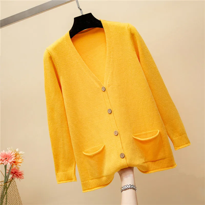 2018 New Fashion Spring Autumn Women Cardigan Sweaters Long sleeve Single-breasted V-neck stitching Solid Knitted Top Clothing (20)