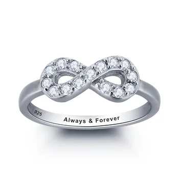 

Personalized 925 Sterling Silver Wedding Engagement Ring for Women Classic Engrave Name Jewelry Infinity Ring With Box(RI101786)