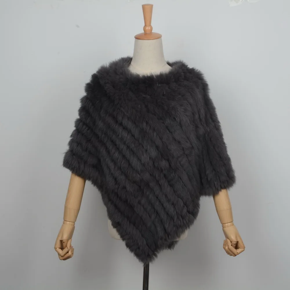 Dark Grey Jancoco Max пончо из натурального кроличьего меха женская модная стильная вязаная шаль женская накидка из натурального меха S1071S - Цвет: Dark Grey