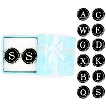 New Arrival Fashion Letter A D R H M Cufflinks The English Alphabet Cuff Links Men Shirt Charm Cufflinks with Box Wholesale fashion silver plated 26 english letters metal cufflinks h cuff links