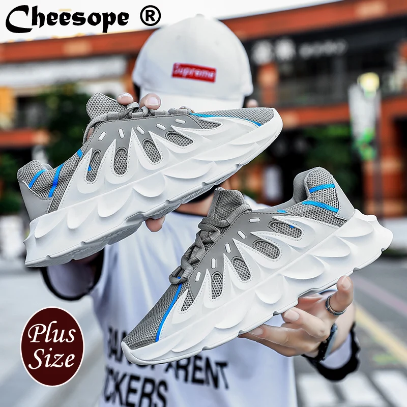 

4colors Volcano Sole Heels 5cm Men Sneakers Plus Size Men Brand Fashion Light Casual Sports Shoes Man Luxury Fitness Shoes Men