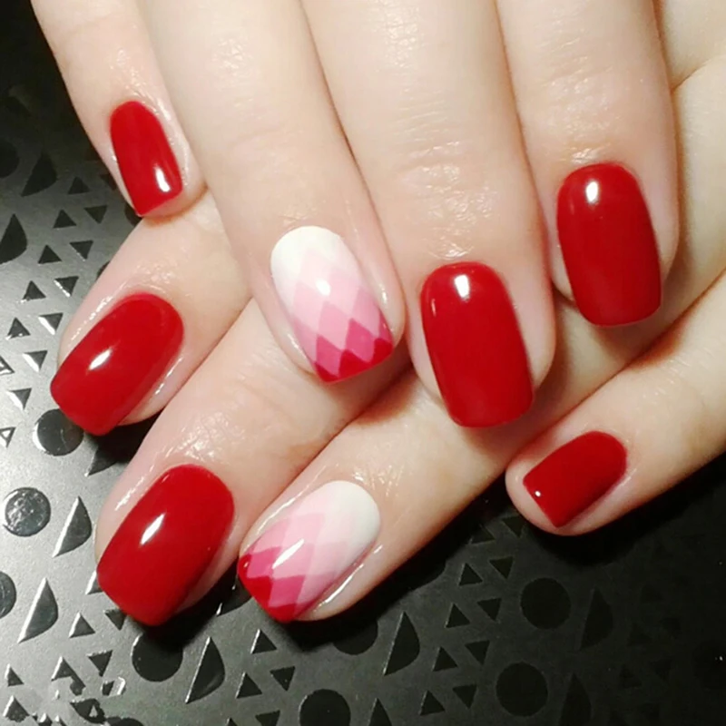 

24PCS Jump Design With Nail Adhesive Glue Lady Nail Tips Full Cover Fake Nail Art Color False Nail Patch Bride Manicure Tool