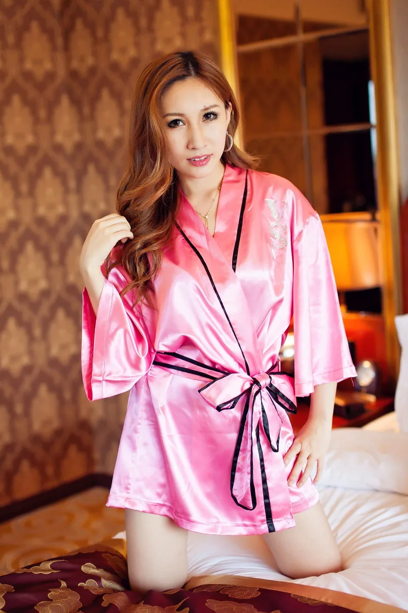 

2015 New satin women's sleepwear soft pajama lady robes top quality nightwear cozy lounge lady underwear lingerie intimate